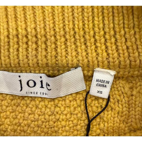 NWT Joie Mustard Yellow Cable Knit Wool Sweater Puff Sleave XS - Picture 4 of 9